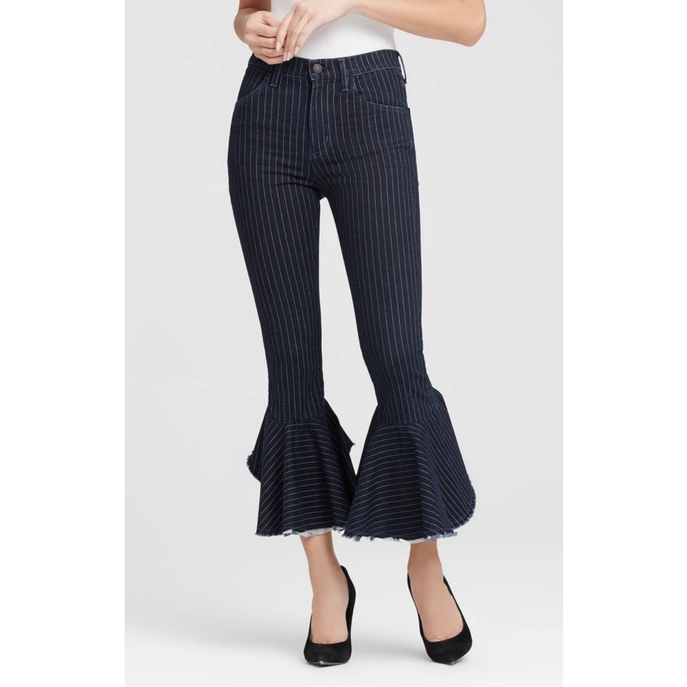 Citizens of Humanity NWT Drew Flounce High Rise Jeans in Pinstripe